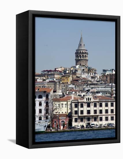 Galata Tower in Background, the Bosporus, Istanbul, Turkey, Europe-null-Framed Premier Image Canvas