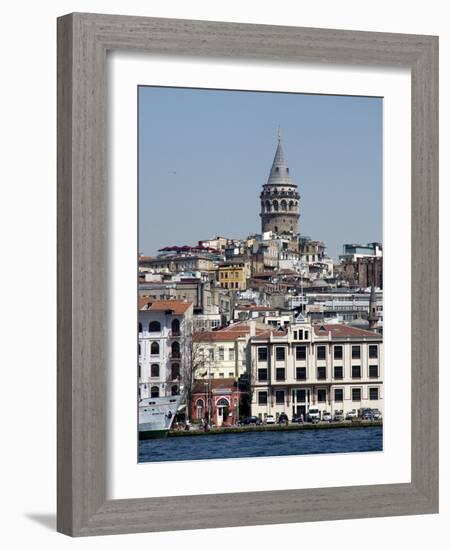 Galata Tower in Background, the Bosporus, Istanbul, Turkey, Europe-null-Framed Photographic Print