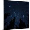Galaxy with Framed with Pine Trees. Night Sky and Shooting Stars. Milky Way. Vector Illustration-acid2728k-Mounted Art Print
