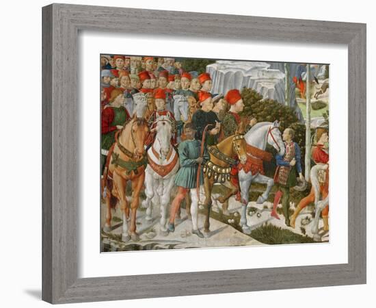 Galeazzo Maria Sforza, Duke of Milan, Extreme Left, on a Brown Horse-Benozzo di Lese di Sandro Gozzoli-Framed Giclee Print