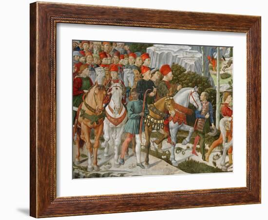Galeazzo Maria Sforza, Duke of Milan, Extreme Left, on a Brown Horse-Benozzo di Lese di Sandro Gozzoli-Framed Giclee Print