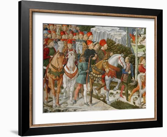 Galeazzo Maria Sforza, Duke of Milan, Extreme Left, on a Brown Horse-Benozzo di Lese di Sandro Gozzoli-Framed Giclee Print