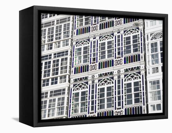 Galerias (Glass-Fronted Balconies) on Marina Avenue, La Coruna City, Galicia, Spain, Europe-Richard Cummins-Framed Premier Image Canvas