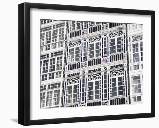 Galerias (Glass-Fronted Balconies) on Marina Avenue, La Coruna City, Galicia, Spain, Europe-Richard Cummins-Framed Photographic Print