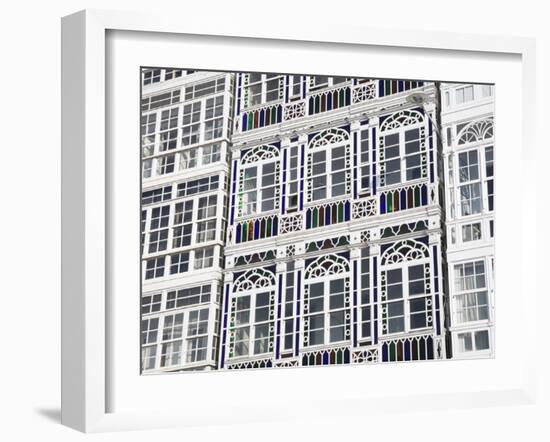 Galerias (Glass-Fronted Balconies) on Marina Avenue, La Coruna City, Galicia, Spain, Europe-Richard Cummins-Framed Photographic Print
