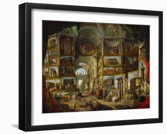 Galerie de vues de la Rome antique, painted 1756-57 for the Duc de Choiseul.-Giovanni Paolo Pannini-Framed Premium Giclee Print