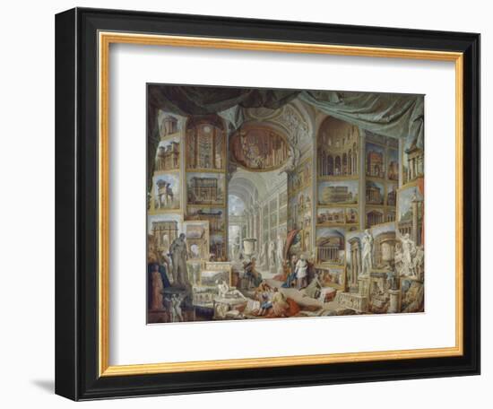 Galerie de vues de la Rome Antique-Giovanni Paolo Pannini-Framed Giclee Print