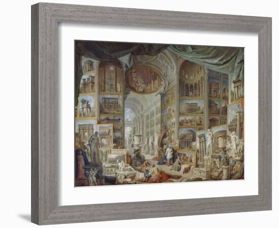 Galerie de vues de la Rome Antique-Giovanni Paolo Pannini-Framed Premium Giclee Print