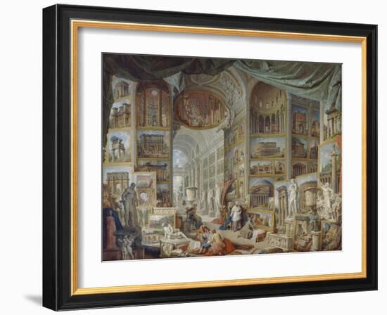 Galerie de vues de la Rome Antique-Giovanni Paolo Pannini-Framed Premium Giclee Print