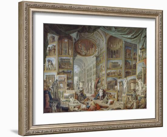 Galerie de vues de la Rome Antique-Giovanni Paolo Pannini-Framed Giclee Print