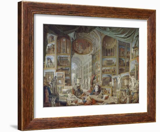 Galerie de vues de la Rome Antique-Giovanni Paolo Pannini-Framed Giclee Print