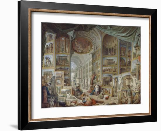 Galerie de vues de la Rome Antique-Giovanni Paolo Pannini-Framed Giclee Print