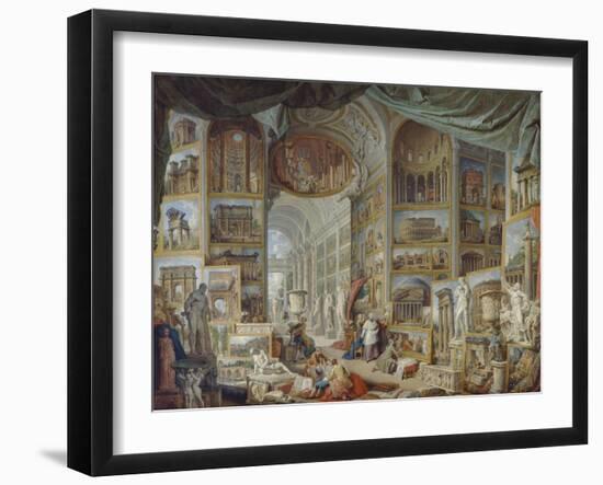 Galerie de vues de la Rome Antique-Giovanni Paolo Pannini-Framed Giclee Print