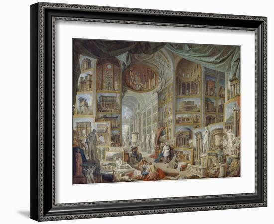 Galerie de vues de la Rome Antique-Giovanni Paolo Pannini-Framed Giclee Print