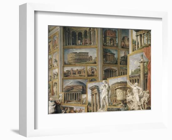 Galerie de vues de la Rome Antique-Giovanni Paolo Pannini-Framed Giclee Print