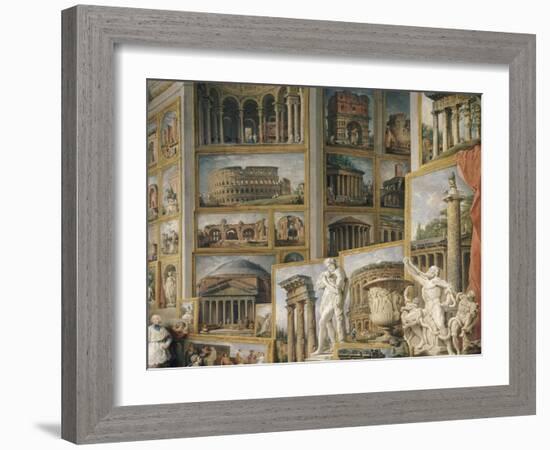 Galerie de vues de la Rome Antique-Giovanni Paolo Pannini-Framed Giclee Print