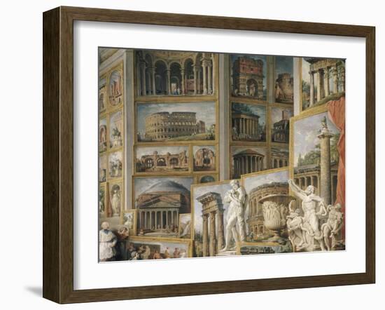 Galerie de vues de la Rome Antique-Giovanni Paolo Pannini-Framed Giclee Print