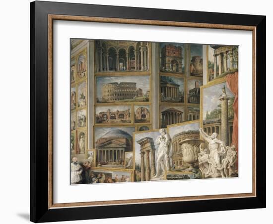 Galerie de vues de la Rome Antique-Giovanni Paolo Pannini-Framed Giclee Print