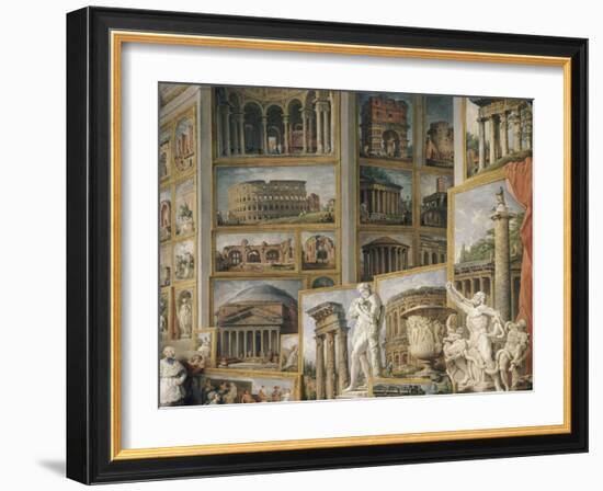 Galerie de vues de la Rome Antique-Giovanni Paolo Pannini-Framed Giclee Print