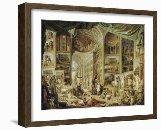 Galerie de vues de la Rome Antique-Giovanni Paolo Pannini-Framed Giclee Print