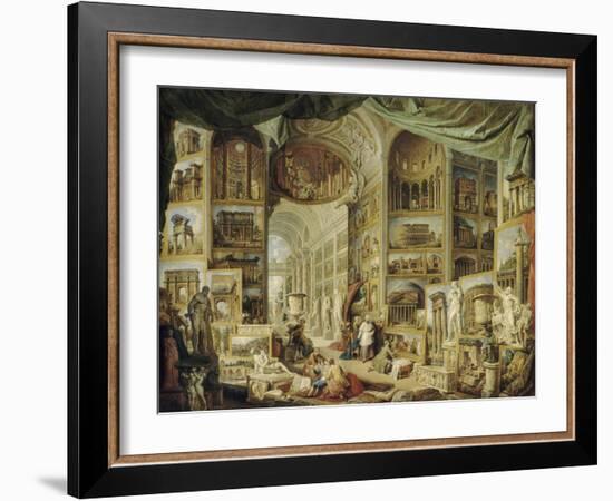 Galerie de vues de la Rome Antique-Giovanni Paolo Pannini-Framed Giclee Print