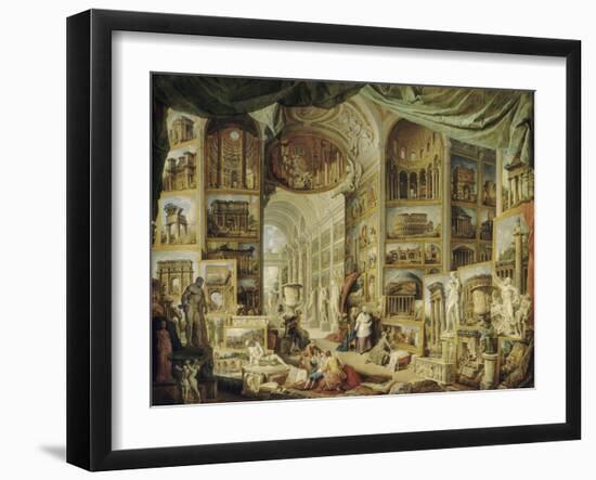 Galerie de vues de la Rome Antique-Giovanni Paolo Pannini-Framed Giclee Print