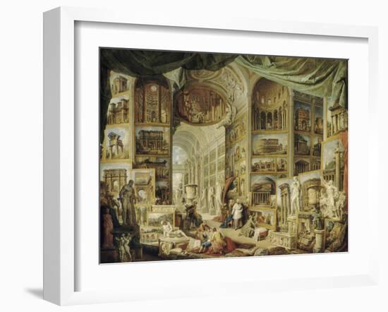 Galerie de vues de la Rome Antique-Giovanni Paolo Pannini-Framed Giclee Print