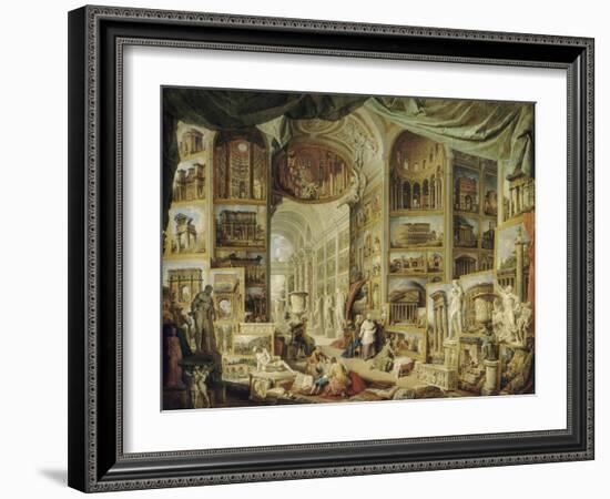 Galerie de vues de la Rome Antique-Giovanni Paolo Pannini-Framed Giclee Print