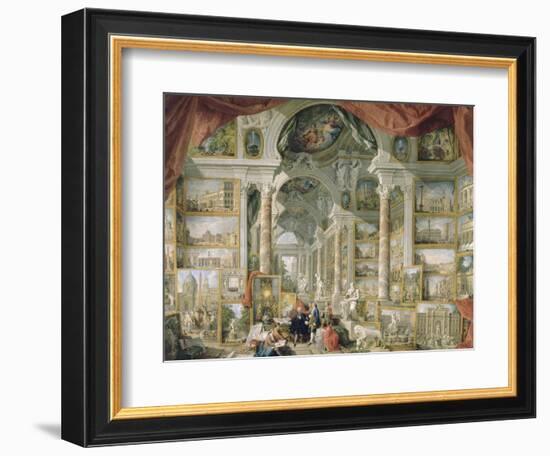 Galerie de vues de la Rome Moderne-Giovanni Paolo Pannini-Framed Giclee Print