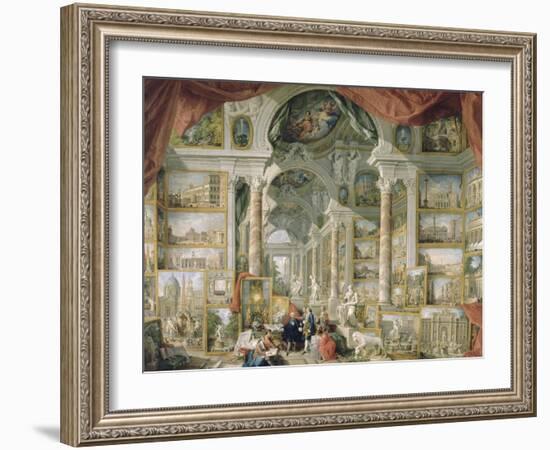 Galerie de vues de la Rome Moderne-Giovanni Paolo Pannini-Framed Giclee Print