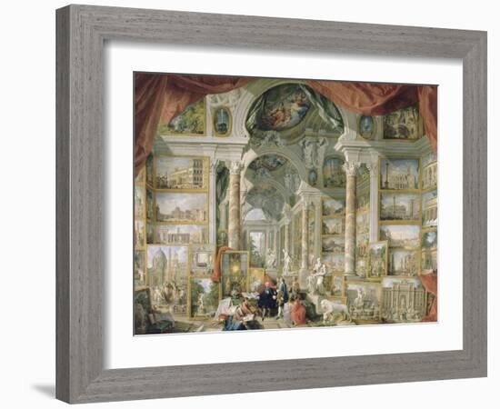 Galerie de vues de la Rome Moderne-Giovanni Paolo Pannini-Framed Giclee Print