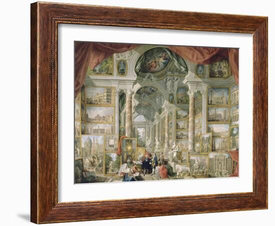 Galerie de vues de la Rome Moderne-Giovanni Paolo Pannini-Framed Giclee Print