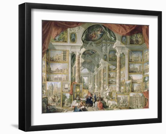 Galerie de vues de la Rome Moderne-Giovanni Paolo Pannini-Framed Giclee Print