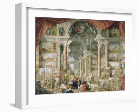 Galerie de vues de la Rome Moderne-Giovanni Paolo Pannini-Framed Giclee Print