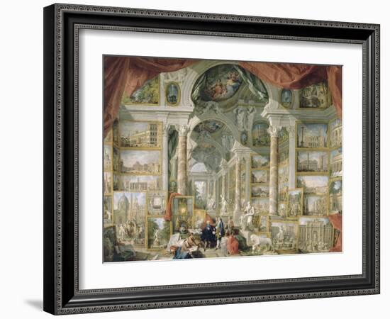 Galerie de vues de la Rome Moderne-Giovanni Paolo Pannini-Framed Giclee Print