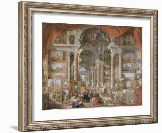 Galerie de vues de la Rome Moderne-Giovanni Paolo Pannini-Framed Giclee Print