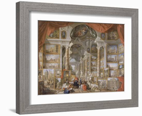 Galerie de vues de la Rome Moderne-Giovanni Paolo Pannini-Framed Giclee Print