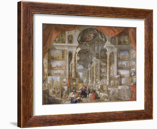 Galerie de vues de la Rome Moderne-Giovanni Paolo Pannini-Framed Giclee Print