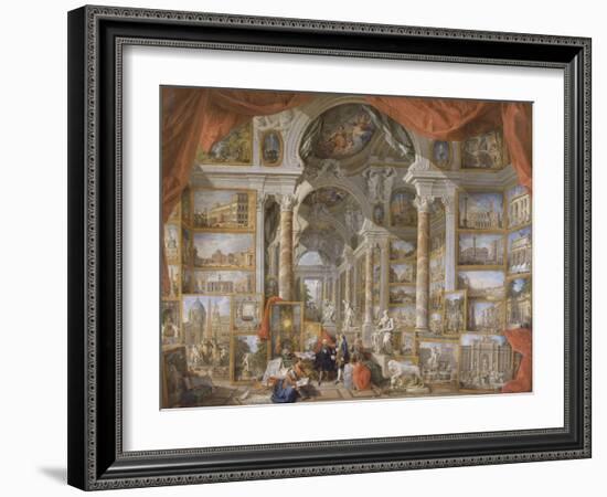 Galerie de vues de la Rome Moderne-Giovanni Paolo Pannini-Framed Giclee Print