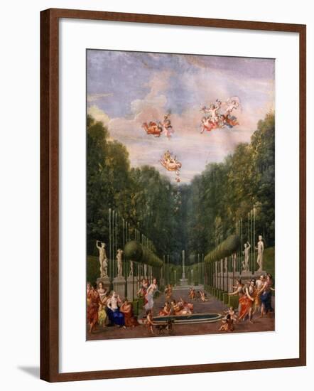 Galerie Des Antiques, Gardens of Château De Versailles, France, Gouache-Jean Joubert-Framed Giclee Print