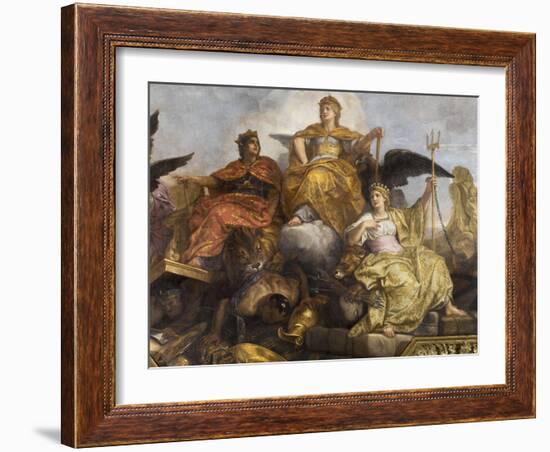 Galerie des Glaces : plafond, compartiment central "-Charles Le Brun-Framed Giclee Print