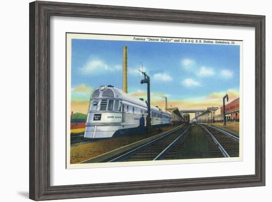 Galesburg, Illinois - Denver Zephyr Train at Station-Lantern Press-Framed Art Print