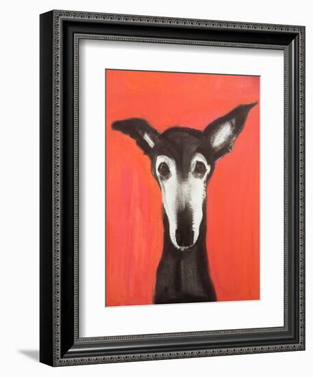 Galgo on Red-Sally Muir-Framed Giclee Print