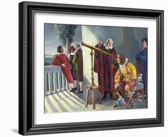 Galileo and Milton in Obseratory-null-Framed Giclee Print