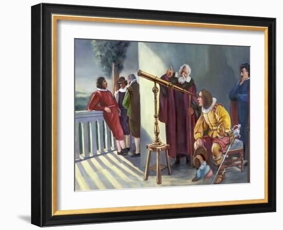 Galileo and Milton in Obseratory-null-Framed Giclee Print