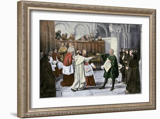 Galileo Attempting to Defend His Belief in the Heliocentric Solar System, 1633-null-Framed Giclee Print