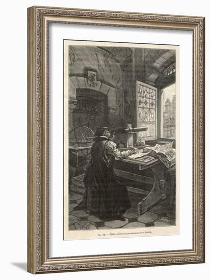 Galileo Calculates the Magnification of His Telescope-null-Framed Art Print