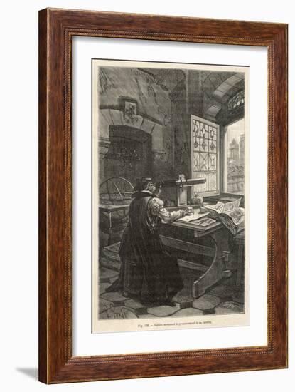 Galileo Calculates the Magnification of His Telescope-null-Framed Art Print