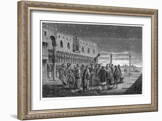 Galileo Demonstrating His Telescope, Venice, 1609-null-Framed Giclee Print