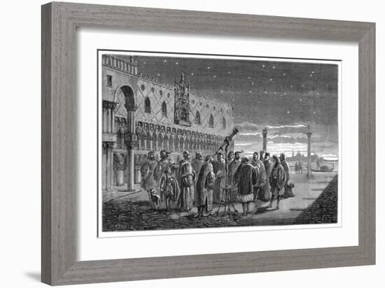 Galileo Demonstrating His Telescope, Venice, 1609-null-Framed Giclee Print